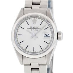 Rolex Ladies Stainless Steel Silver Index Smooth Bezel Oyster Band Datejust Wris