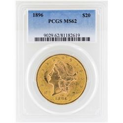 1896 $20 Liberty Head Double Eagle Gold Coin PCGS MS62