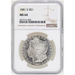 1881-S $1 Morgan Silver Dollar Coin NGC MS64