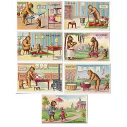 LOT OF 6 BEAR DEC. DAYS OF WEEK POSTCARDS