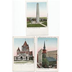 LOT OF 3 BOSTON, MASS. LANDMARK POSTCARDS
