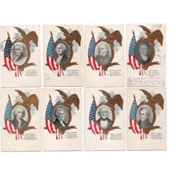 FLAG & EAGLE GILT DEC. PRESIDENTIAL POSTCARD SET