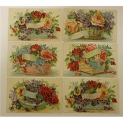 LOT OF 6 FLORAL DEC. POSTCARDS