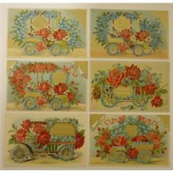 LOT OF 6 GILT & FLORAL DEC. POSTCARDS