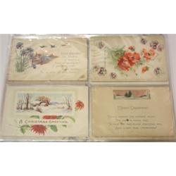 ALBUM OF 130 EARLY HOLIDAY POSTCARDS