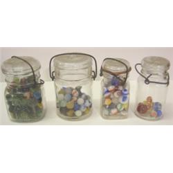 LOT OF 4 JARS OF EARLY MARBLES