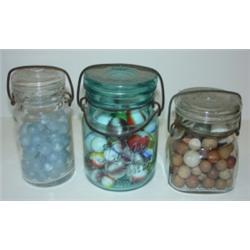 LOT OF 3 JARS OF EARLY MARBLES