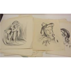 LOT OF APPROX. 50 OKERBLOOM, CHARLES (ATTRIB.) SKETCHES