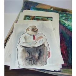 LOT OF 8 OKERBLOOM, CHARLES (ATTRIB.) PAINTINGS