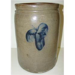 BLUE DECORATED STONEWARE CROCK