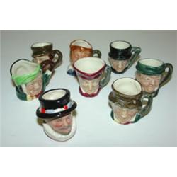 8 MINIATURE ROYAL DOULTON TOBY MUGS