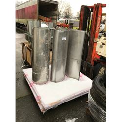 PALLET OF STAINLESS METAL ROLLS & METAL COVERED PLYWOOD