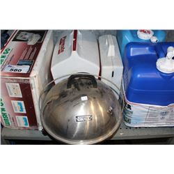 SHELF LOT INCLUDING PORTABLE SINK, LUNCHBOX, BACKYARD GRILL, WATER JUGS AND MORE