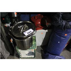 SHELF LOT INCLUDING CAMPING GEAR AND FIRST AID KIT