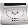 Image 1 : STERLING SILVER NECKLACE, BRACELET, EARRINGS AND RING WITH SAPPHIRE(20CT) CUSTOM DESIGN