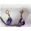 Image 2 : 14KT GOLD DANGLING EARRINGS WITH LASER CUT AMETHYST (5CT) RETAIL $1000
