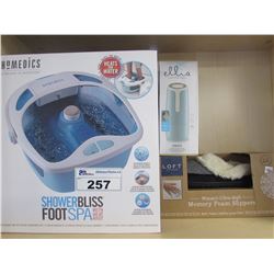 HOMEDICS SHOWER BLISS FOOT SPA WITH HEAT BOOST/HOMEDICS PORTABLE SHOWER DIFFUSER/WOMENS LARGE