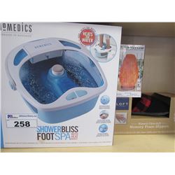 HOMEDICS SHOWER BLISS FOOT SPACE WITH HEAT BOOST/WOMENS MEMORY FOAM SLIPPERS/USB  SALT LAMP