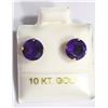 Image 2 : 10K YELLOW GOLD AMETHYST (FEBRUARY BIRTHSTONE) EARRINGS. RETAIL $140