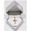 Image 2 : 18K YELLOW GOLD RUBY (0.94CT) CROSS SHAPED PENDANT. INSURANCE VALUE $1200