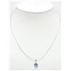 Image 2 : 14K WHITE TANZANITE (0.80CT) DIAMOND (0.18CT)HALO PENDANT NECKLACE. INSURANCE VALUE $1800