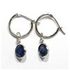 Image 2 : 14K WHITE GOLD SAPPHIRE (2.3CT) DIAMOND (0.06CT) HOOP EARRINGS. INSURANCE VALUE $2101