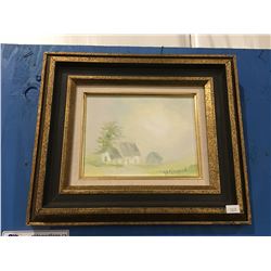 FRAMED ORIGINAL OIL ON BOARD PAINTING BY G E GINYRAS 8" X 6"