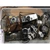 Image 1 : BOX OF 6 VINTAGE ASSORTED CAMERAS & PORTABLE  REEL TO REEL RECORDER