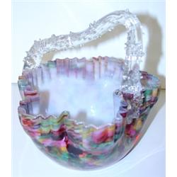 CASED GLASS HANDLED BASKET