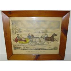 CURRIER & IVES COLOR LITHO. "THE SLEIGH RACE"