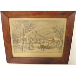 CURRIER & IVES COLOR LITHO. "THE OLD FARM HOUSE"
