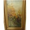 Image 2 : UKNOWN OIL ON CANVAS PAINTING OF BRIDGE & HOME