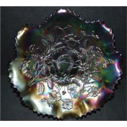 NORTHWOOD PURPLE AMETHYST CARNIVAL GLASS BOWL