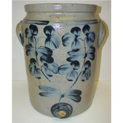 BLUE DECORATED STONEWARE WATER CROCK