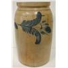 Image 2 : LARGE BLUE DECORATED STONEWARE CROCK