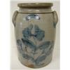 Image 1 : BLUE DECORATED STONEWARE CROCK W/EARS