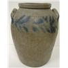 Image 1 : BLUE DEC. STONEWARE CROCK W/EARS