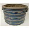Image 1 : BLUE DEC. STONEWARE CROCK W/EARS