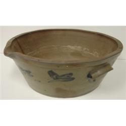BLUE DECORATED MILK BOWL W/SPOUT