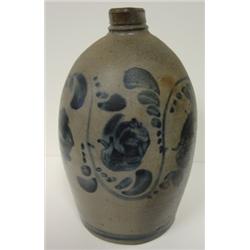 BLUE DEC. STONEWARE JUG