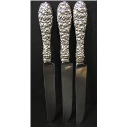 SET OF 3 STERLING SILVER BUTTER KNIVES