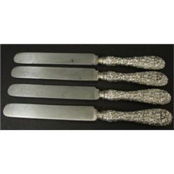 SET OF 4 STIEFF STERLING SILVER DINNER KNIVES
