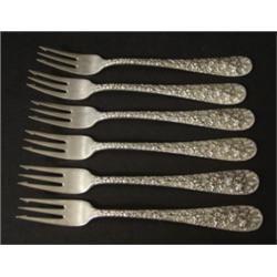 SET OF 6 STIEFF STERLING SILVER HORS D'OEUVRES FORKS