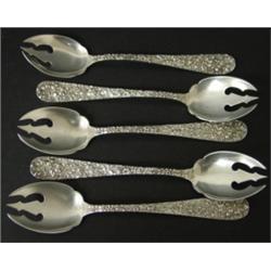 SET OF 5 STIEFF STERLING SILVER SPOONED FORKS