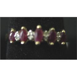 14 KT. YELLOW GOLD RUBY & DIAMOND RING