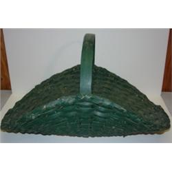 GREEN PAINTED FLOWER BASKET