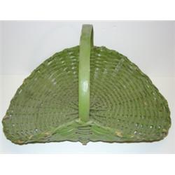 GREEN PAINTED FLOWER BASKET