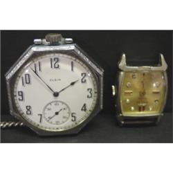 ELGIN MAN'S POCKET WATCH & SWISS WRISTWATCH FACE