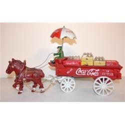 CAST IRON HORSE DRAWN COCA-COLA CART