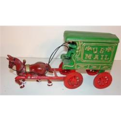 CAST IRON HORSE DRAWN MAIL CART